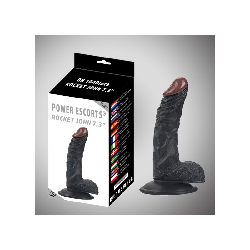 Rocket john 7,3 inch black realistic dildo 7,3 inch / 18,5 cm